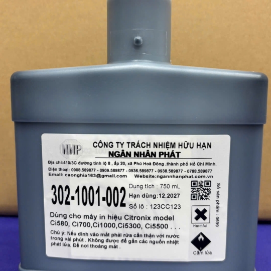 MỰC IN CITRONIX 302-1001-002 – MỰC ĐEN MEK 750ML 